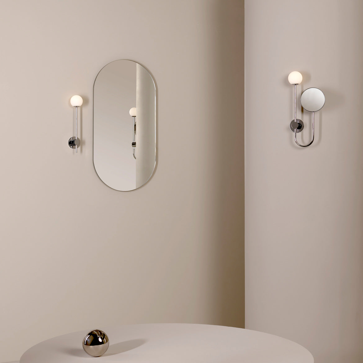 Orb Wall Light with Mirror, Chrome, G9, IP44