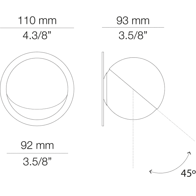 Alfi Wall Light, White Glass with Tilted Black Cap, LED, Recessed, On/Off, IP20