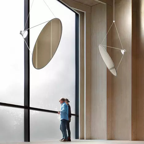 Amisol Pendant, Gold Mirror Stretch Reflector, 108 cm, LED, Push/DALI Dim, IP20