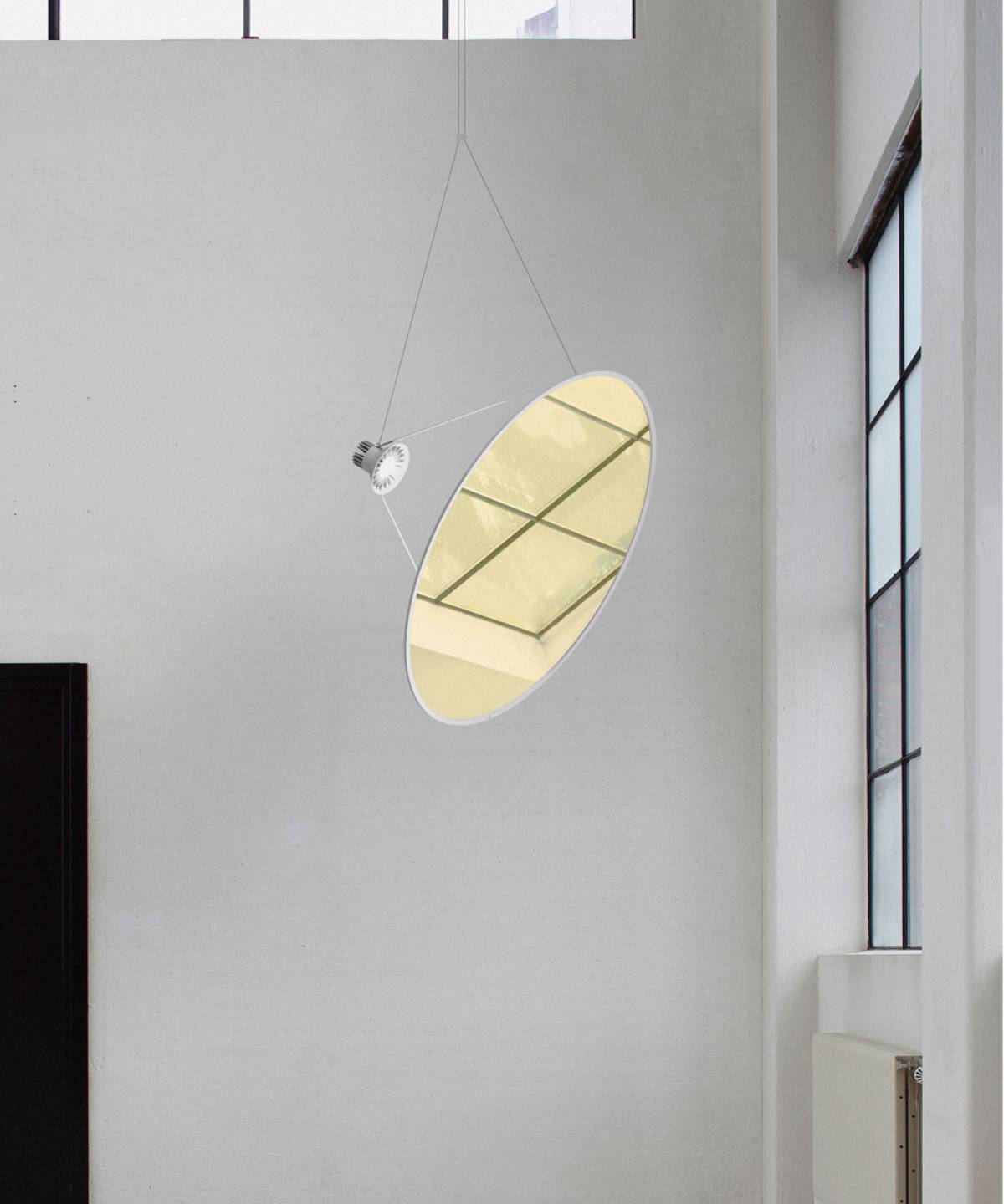 Amisol Pendant, Gold Mirror Stretch Reflector, 108 cm, LED, Push/DALI Dim, IP20