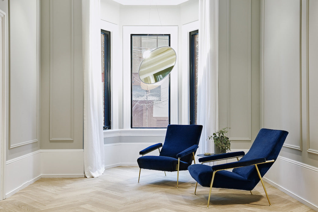 Amisol Pendant, Silver Mirror Stretch Reflector, 108 cm, LED, Push/DALI Dim, IP20