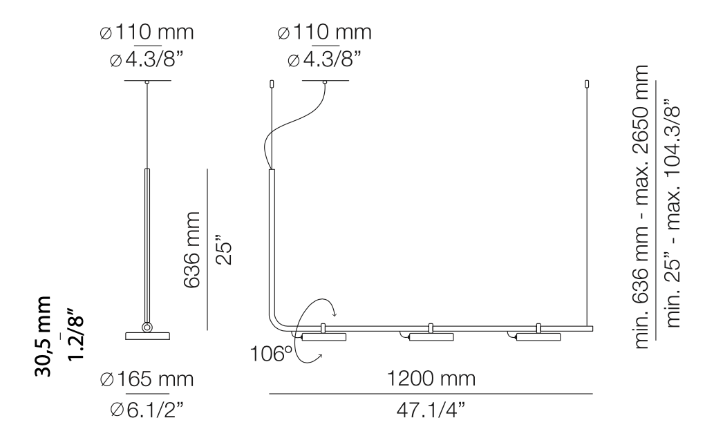 Aro Linear Pendant, Adjustable, LED, Triac Dim, IP20