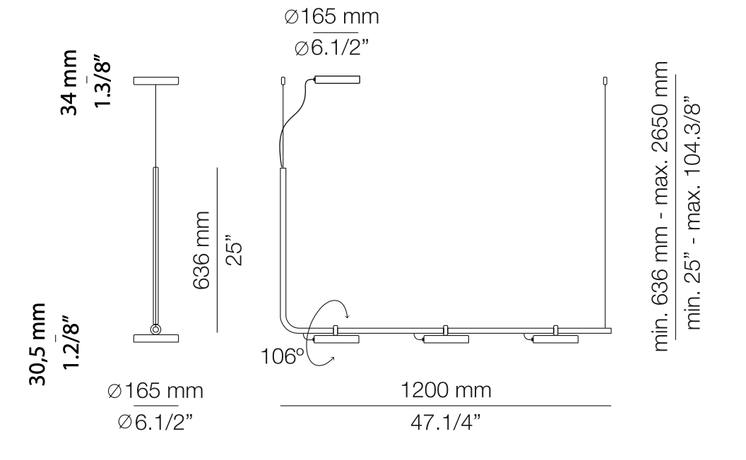 Aro Linear Pendant, Adjustable, LED, Triac Dim, IP20