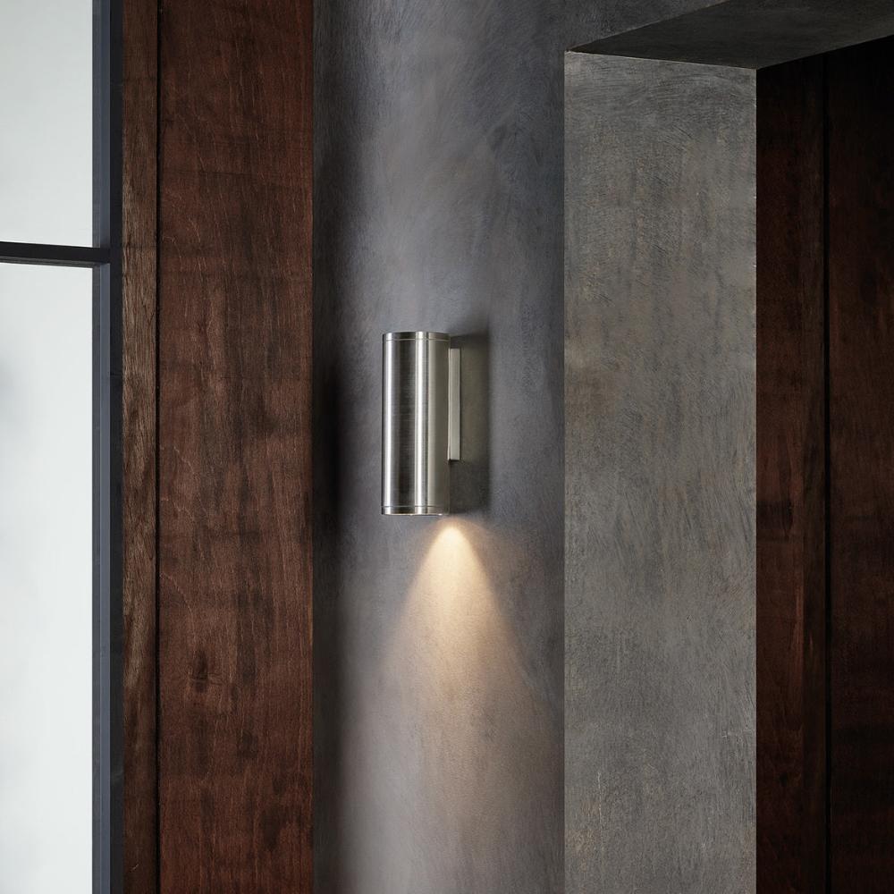 Ava Wall, Brushed Stainless Steel, 2 Beams, GU10, IP44