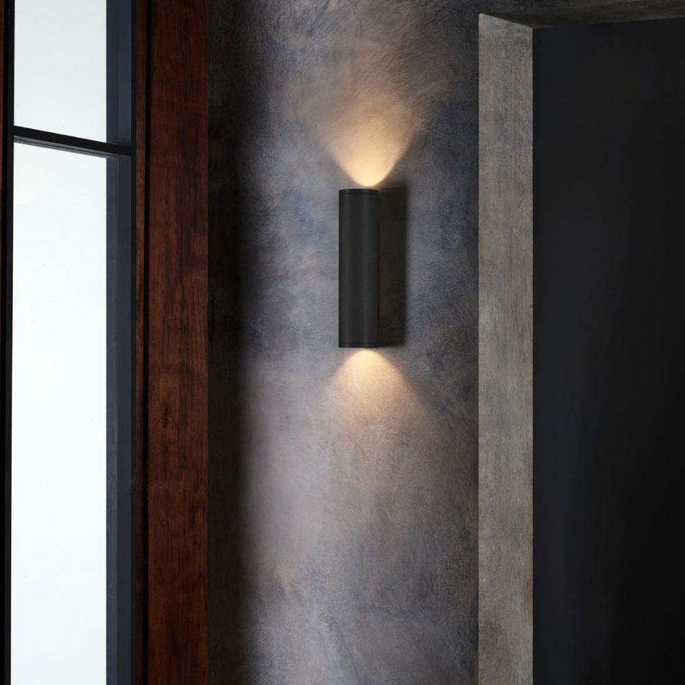 Ava Wall, Textured Black, 2 Beams, GU10, IP44