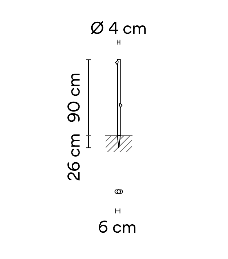 Bamboo Floor, 2 Beam, Oxide, LED, 4.2W, On/Off, IP66