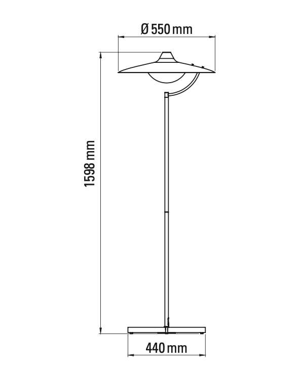 Biny Floor Lamp, Black with Glass Diffuser, LED, Touch Dim, IP20