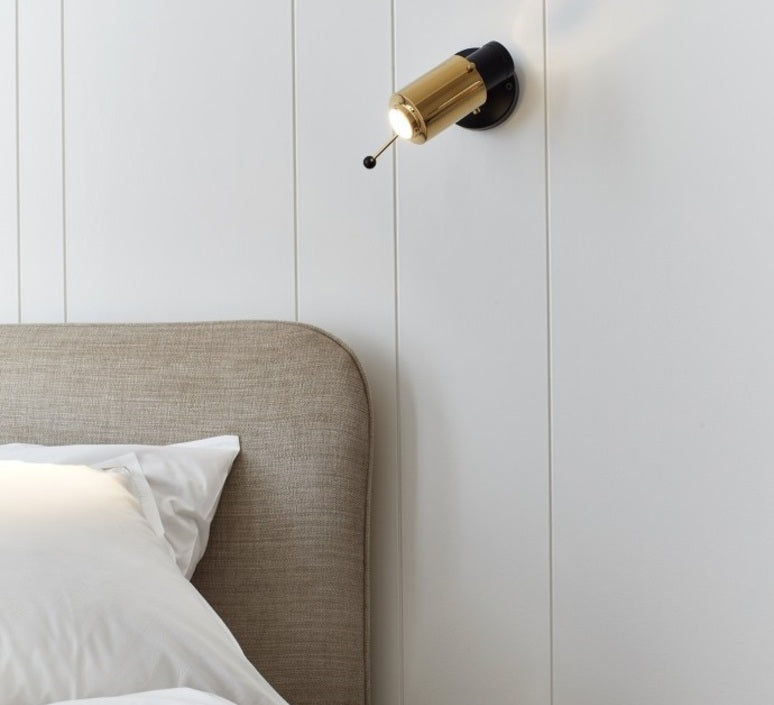 Biny Adjustable Reading Wall with Stick, Black and Gold, GU10, Thumbswitch, IP20