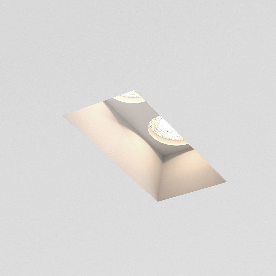 Blanco Rectangle Double Plastered In Recessed Downlight Lit Angled