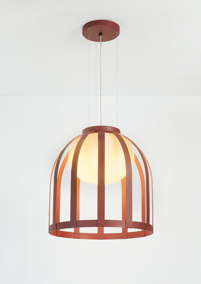 Bols pendant light in ox red thumbnail with canopy