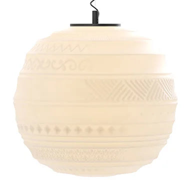 Braille Pendant, 40 cm, White Textured Glass with Black Base, E27, Triac Dim, IP20