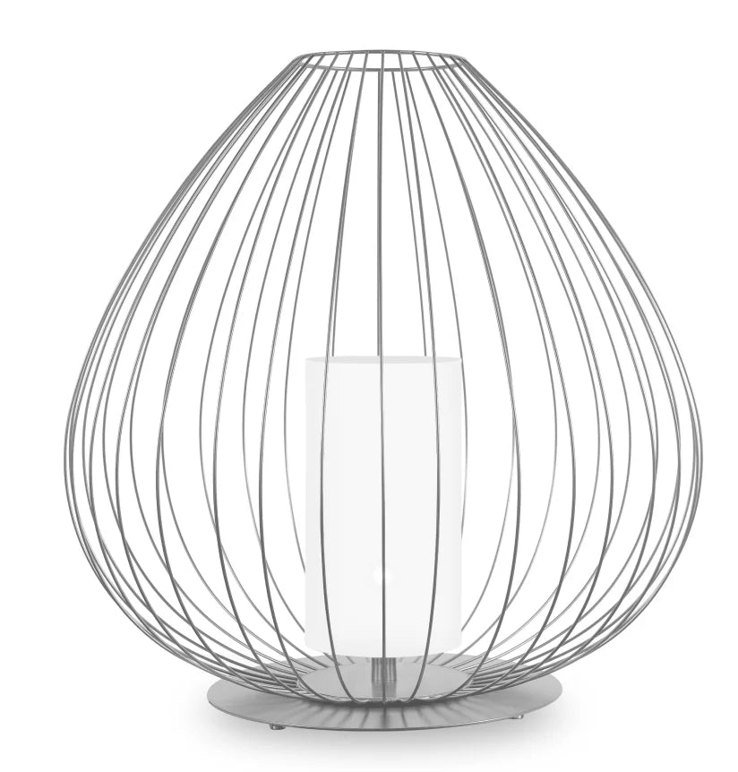 Cell Floor Lamp, Wide, 89 cm H, White Metal with White Linen, E27, IP20