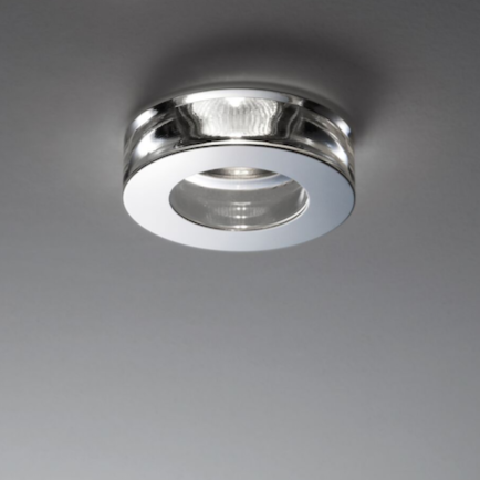 Faretti Lei Semi-Flush Downlight, Clear Glass with Polished Steel Front, GU10, IP20
