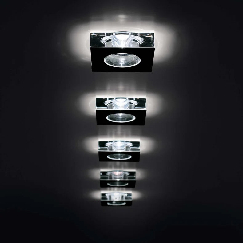 Faretti Lui Semi-Flush Downlight, Clear Glass with Polished Steel Front, GU10, IP20