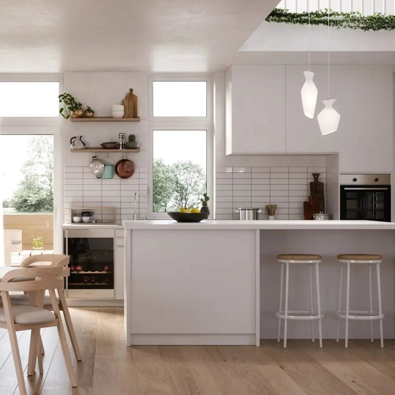 Malvasia Pendant, White Glass, E27, IP20