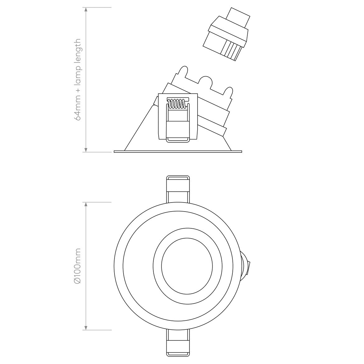 Minima Slimline Angled Downlight, Black, GU10, IP65, Fire Rated