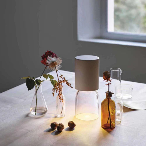 Nui Mini Wireless Table, White Shade, LED, Touch Dim, IP54