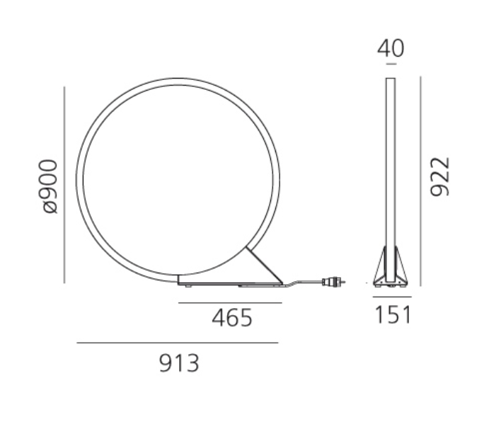 OLight Floor Lamp Hardwired, 90 cm, Black, LED, On/Off, IP67