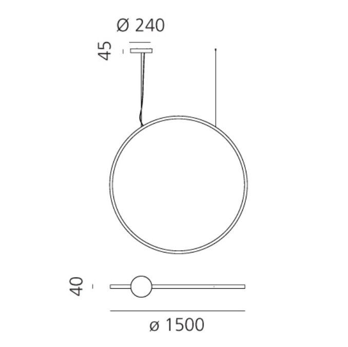 OLight Pendant, 150 cm, Black, LED, On/Off, IP67