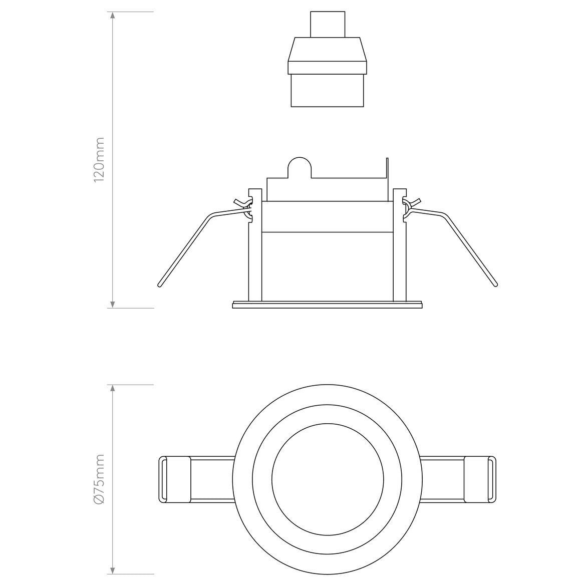 Pinhole Slimline Round Downlight, White, Fixed, GU10, IP65, Fire Rated