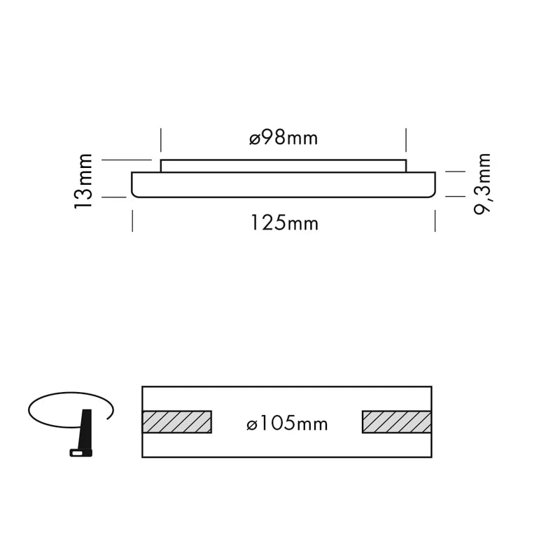 Sol Semi-Flush Downlight, Small, Square, White, 9W, LED, Dim, IP54