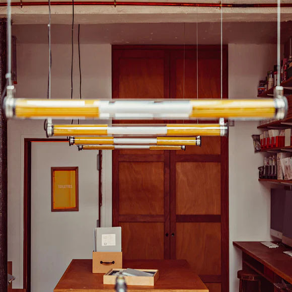 Tube 360 Pendant, Vertical, 72 cm, White with Gold, LED, Triac Dim, IP65