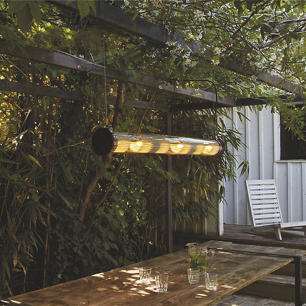 Tube Bulb Pendant, Linear Vertical, 52 cm, Silver Reflector No Mesh, E14, IP64