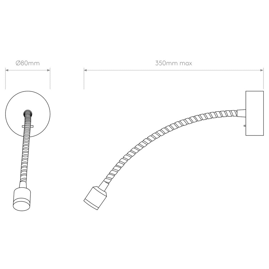 Fosso Reading Wall Light, Gooseneck Arm, LED, IP20
