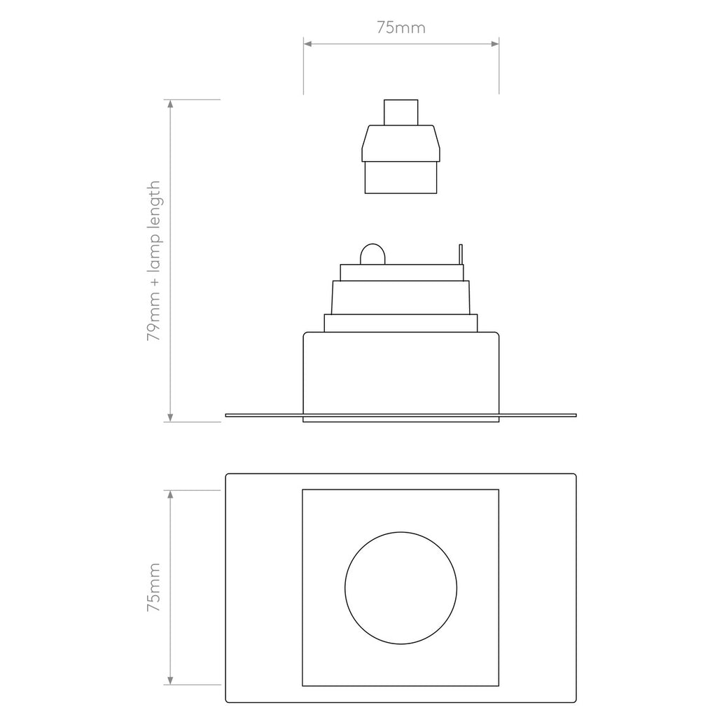 Terry Trimless Square Downlight, Fixed, GU10, IP20