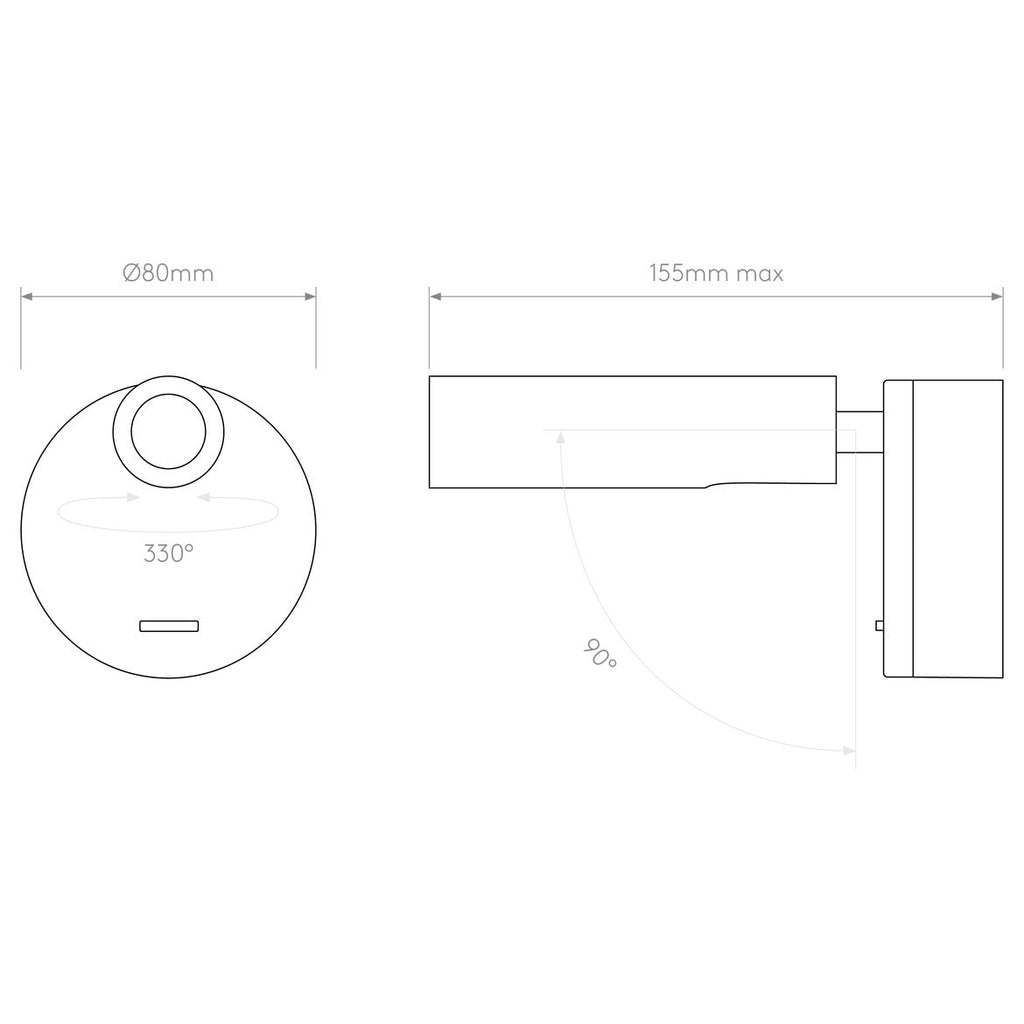 Enna Reading Wall Light, Round, LED, IP20