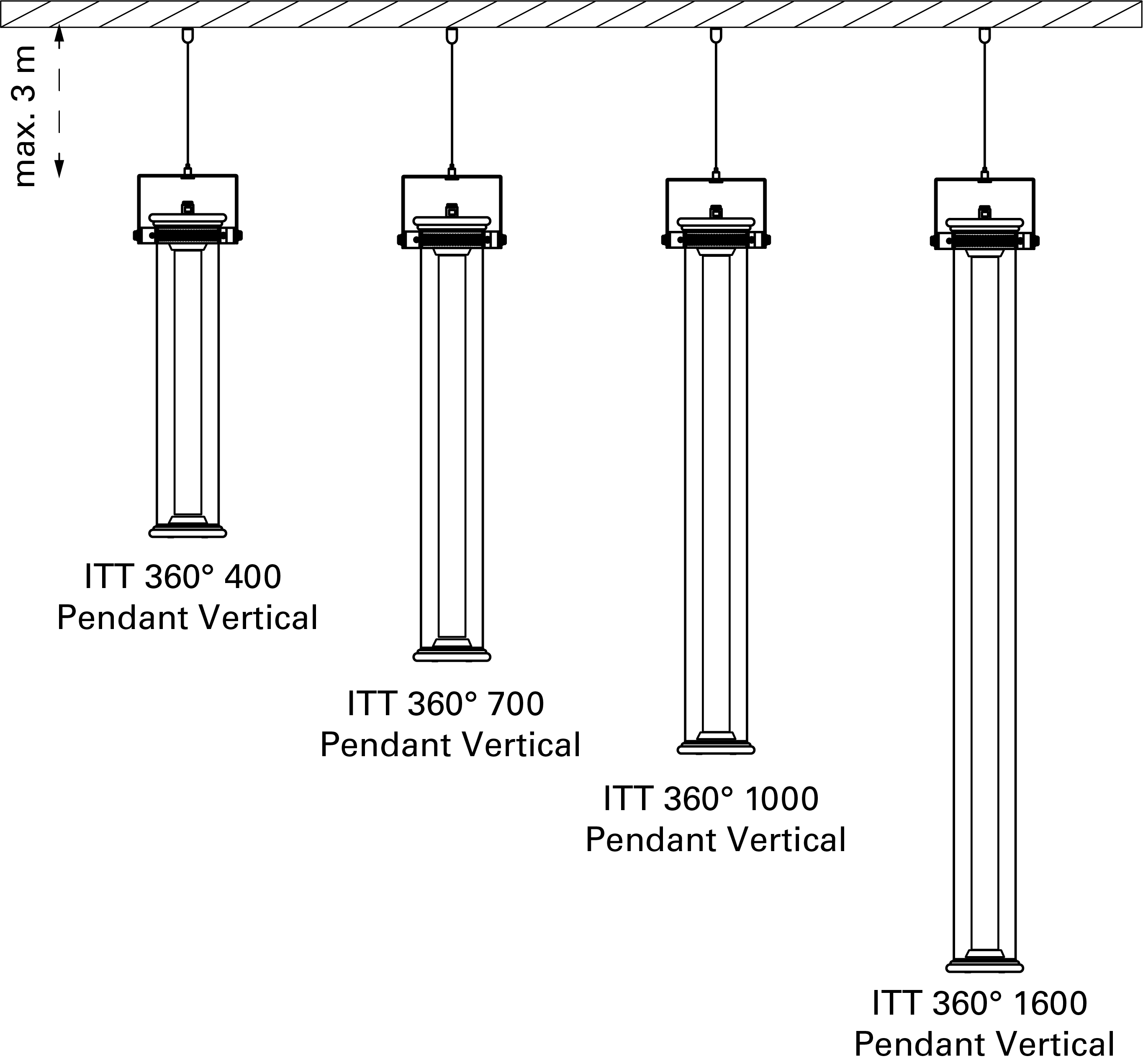 Tube 360 Pendant, Vertical, 102 cm, White, LED, Triac Dim, IP65