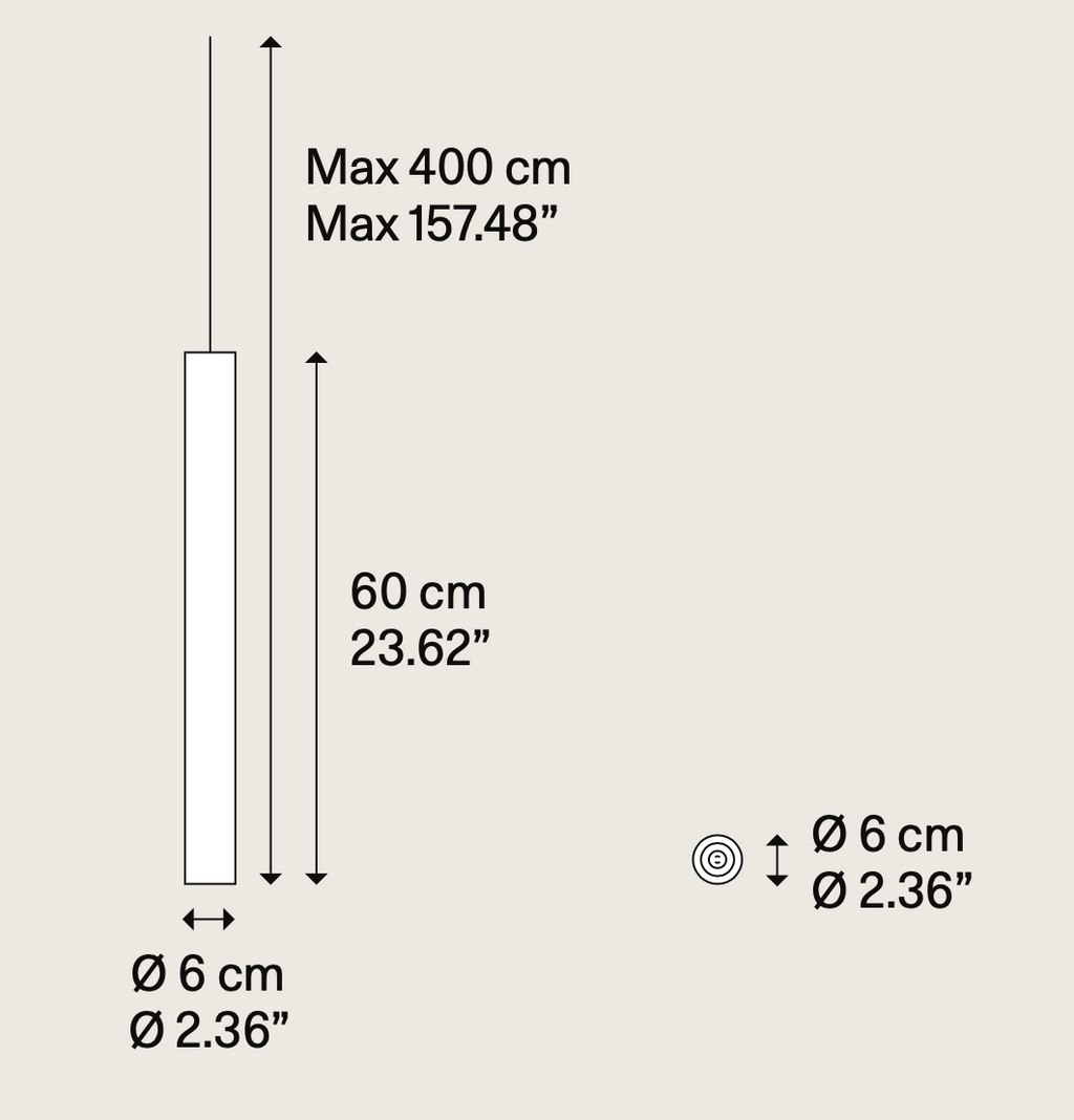 A-Tube Pendant, 60 cm L, Black, GU10, IP20