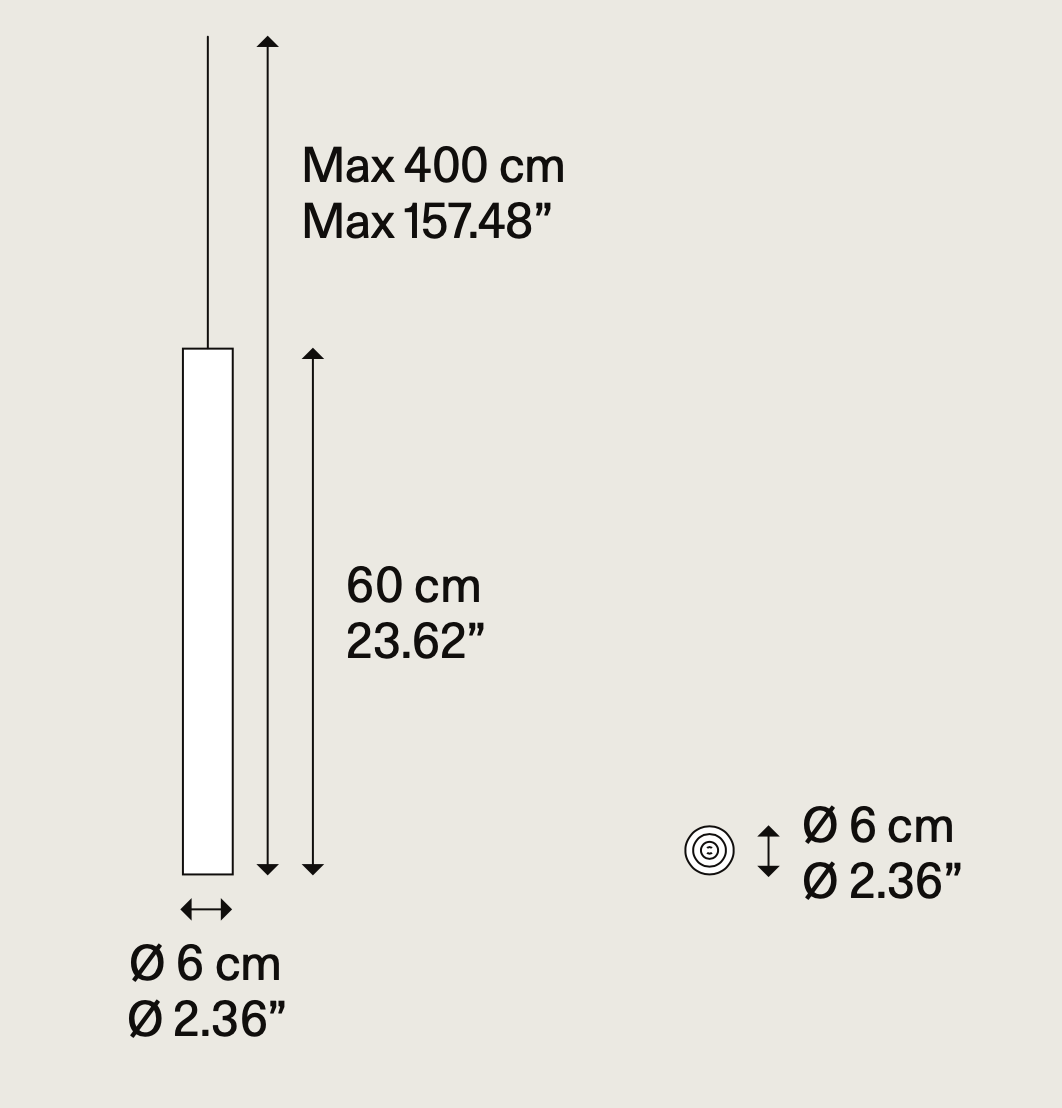 A-Tube Pendant, 60 cm L, Black, GU10, IP20