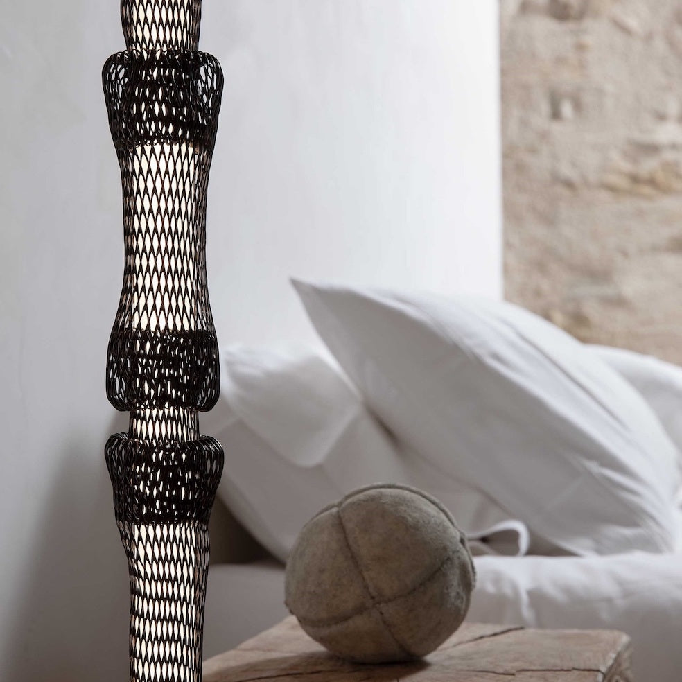 Accippichio Floor Lamp, Black Net, LED, Foot Dimmer, IP20