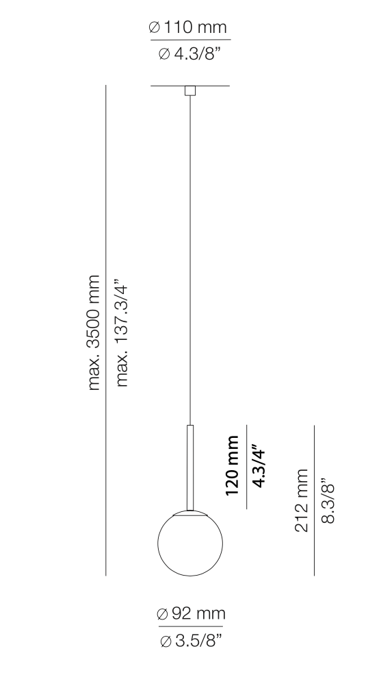 Alfi Pendant, White Glass with Black Hardware, LED, Recessed, On/Off, IP20