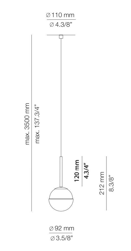 Alfi Pendant, White Glass with Black Cap, LED, Recessed, On/Off, IP20