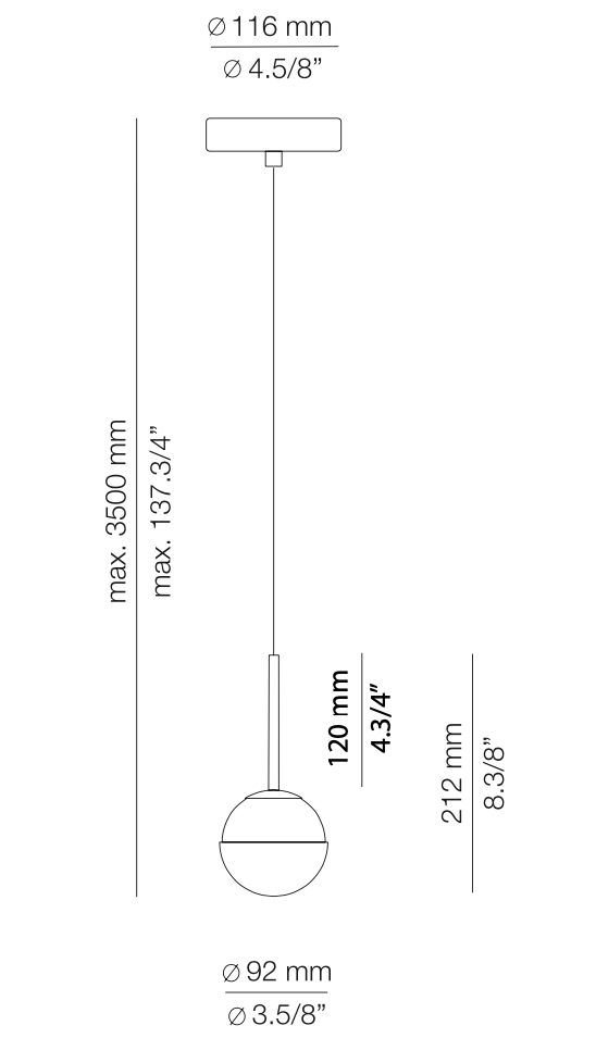 Alfi Pendant, White Glass with Black Cap, LED, Surface, On/Off, IP20