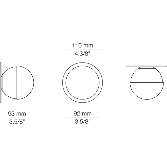 Alfi Wall Light, White Glass with Front Gold Cap, Recessed, On/Off, IP20