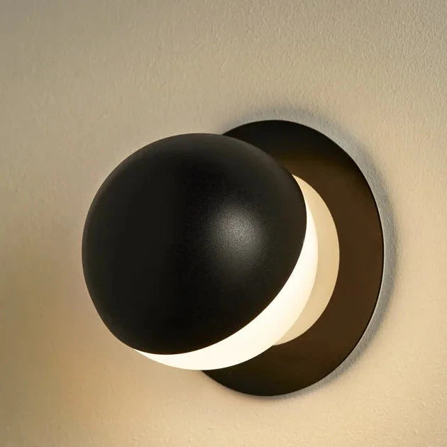 Alfi Wall Light, White Glass with Tilted Black Cap, LED, Surface, On/Off, IP20