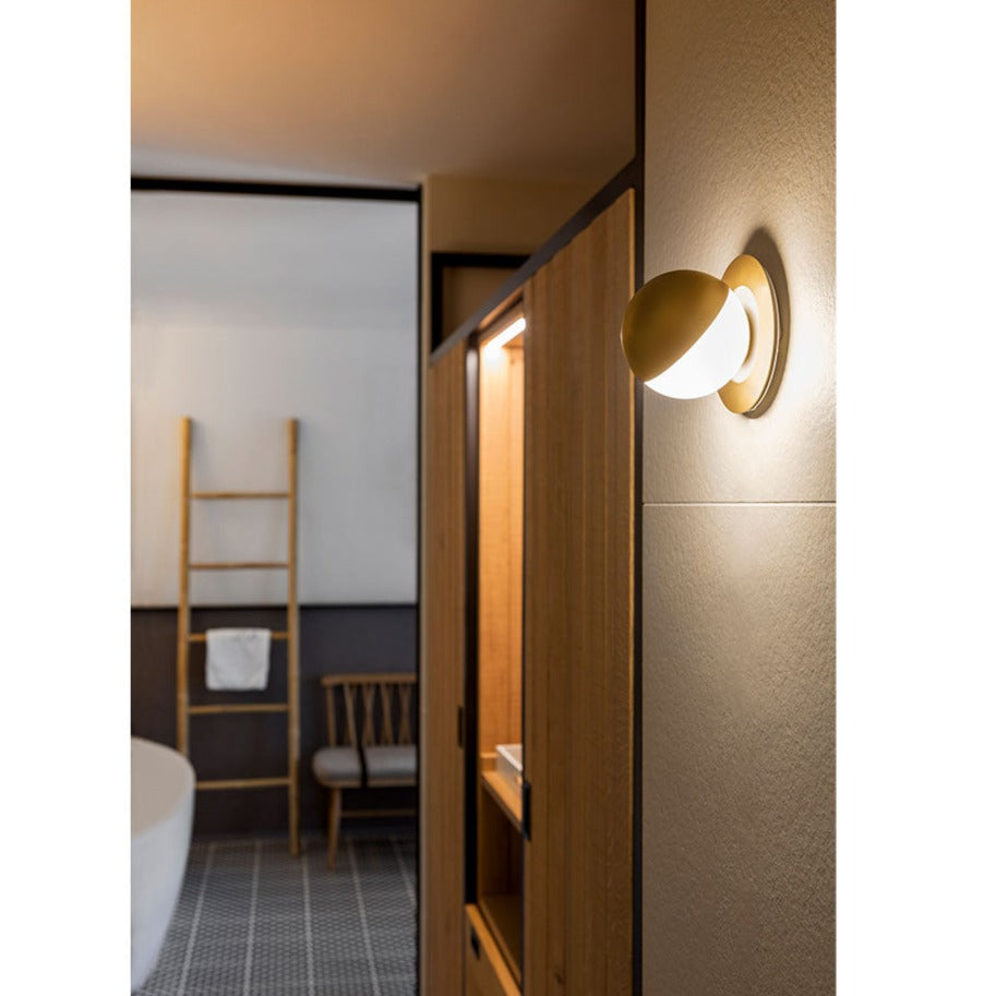 Alfi Wall Light, White Glass with Gold Hardware, LED, Surface, On/Off, IP20