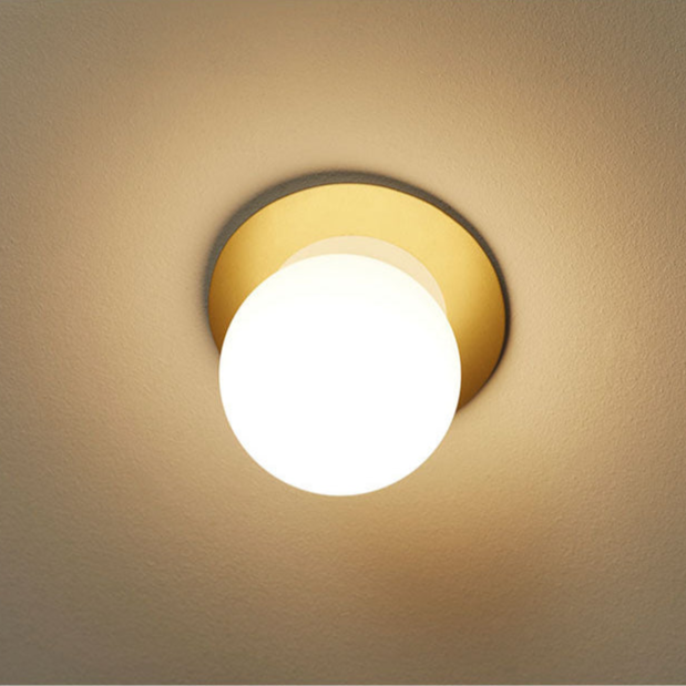 Alfi Spot Light, White Glass with Gold Hardware, LED, Recessed, On/Off, IP20