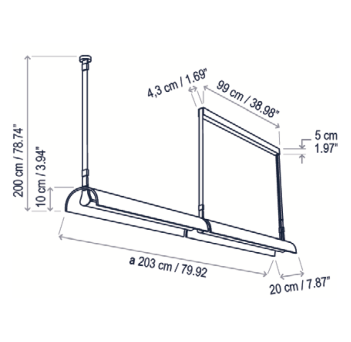 Aluet Linear Pendant, 203 cm, Ash Wood, Direct and Indirect, LED, 81.6W, Triac Dim, IP20