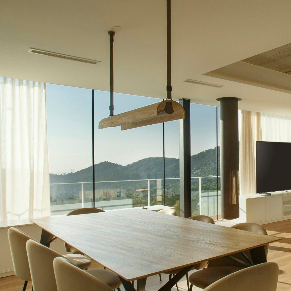 Aluet Linear Pendant, 203 cm, Ash Wood, Direct and Indirect, LED, 81.6W, Triac Dim, IP20