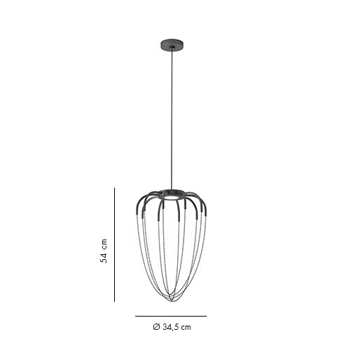 Alysoid Pendant with Brass Beads, 34.5 cm ø x 54, LED, Phase Dim, IP20
