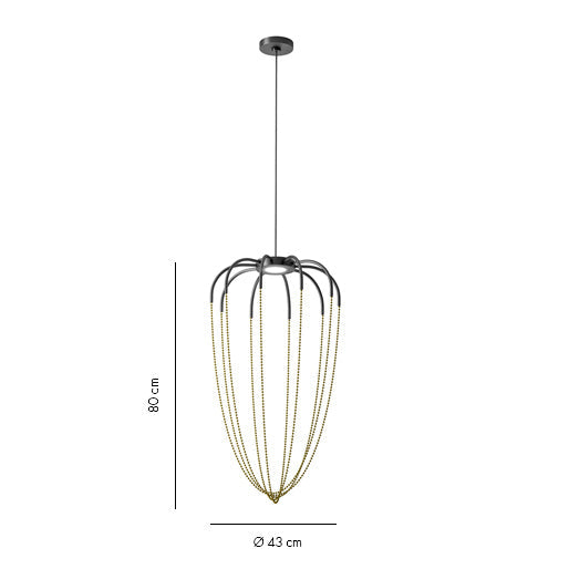 Alysoid Pendant with Brass Beads, 43 cm ø x 80, LED, Phase Dim, IP20