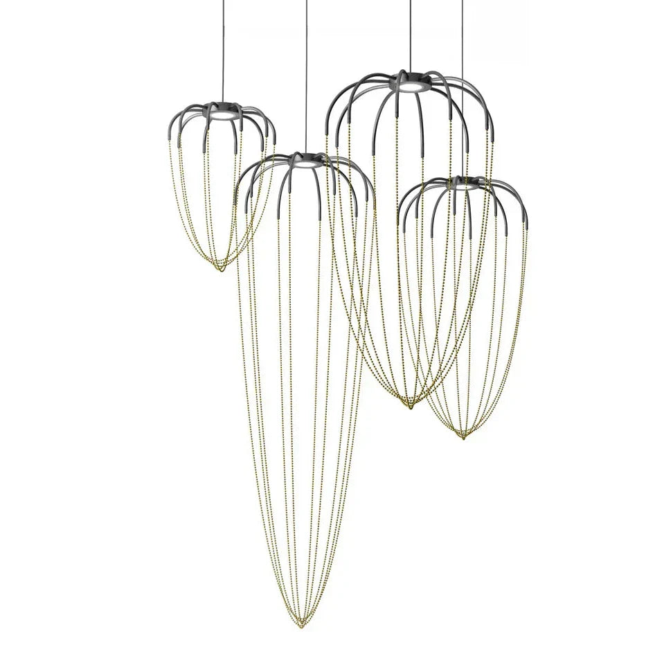 Alysoid Pendant with Brass Beads, 51.5 cm ø x 100, LED, Phase Dim, IP20