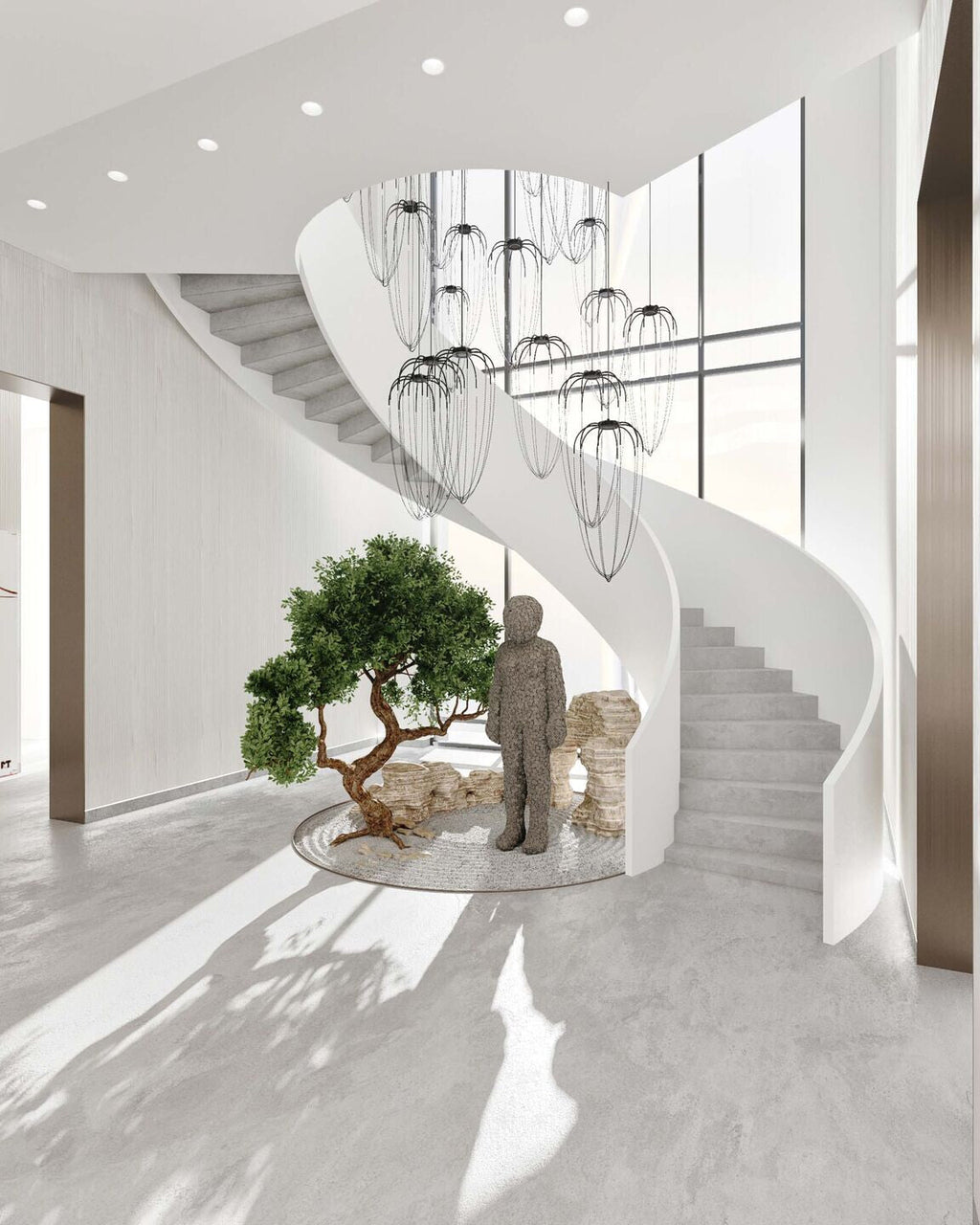 Alysoid Pendant with Brass Beads, 34.5 cm ø x 54, LED, Phase Dim, IP20