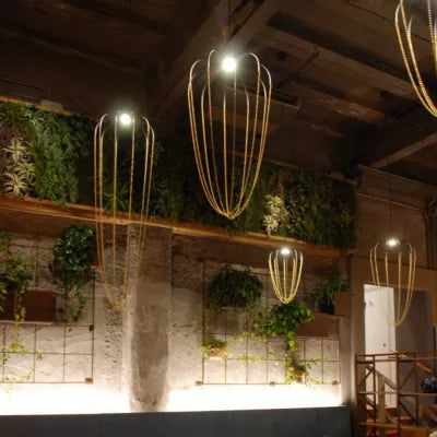 Alysoid Pendant with Brass Beads, 43 cm ø x 80, LED, Phase Dim, IP20