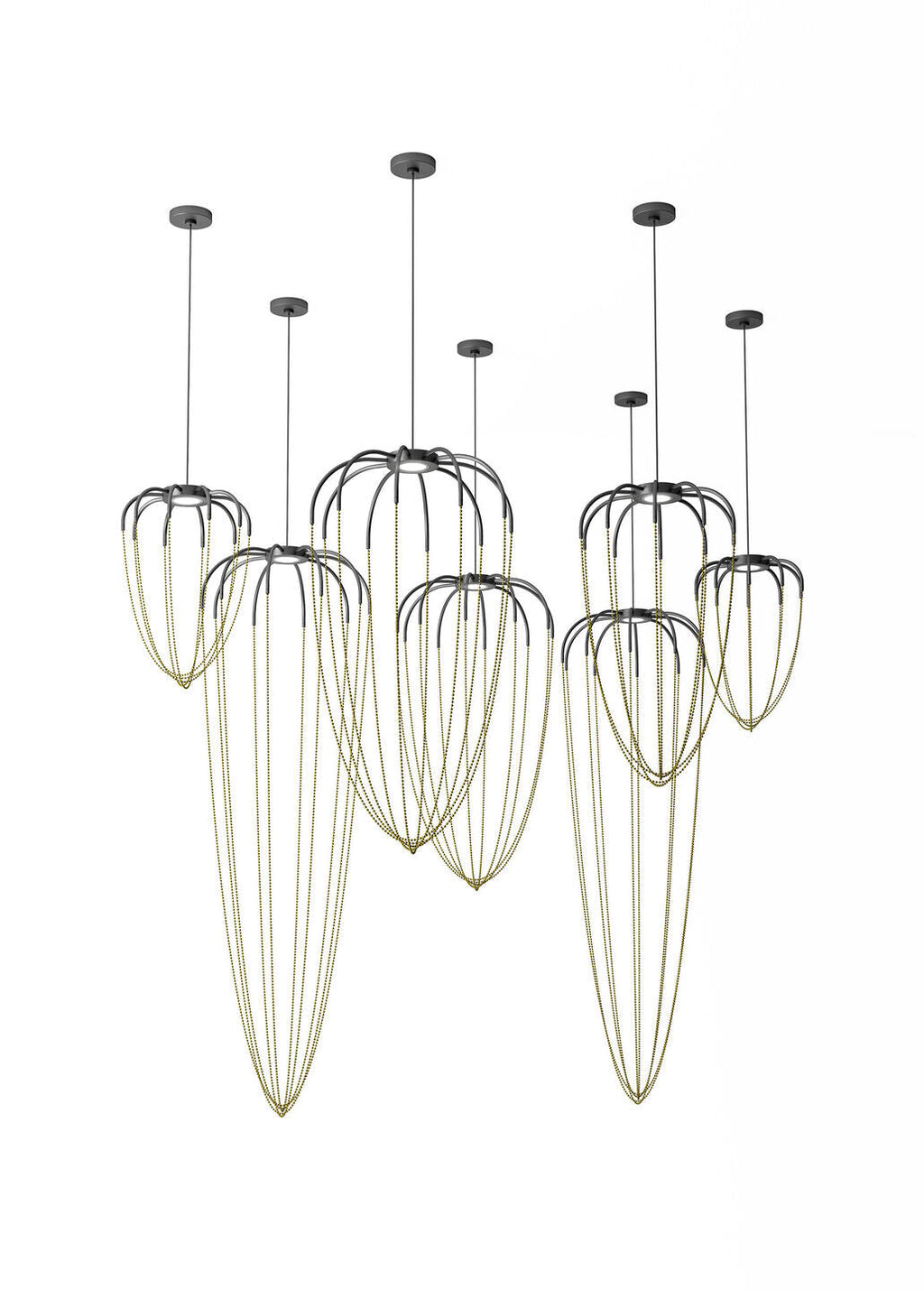 Alysoid Pendant with Brass Beads, 51.5 cm ø x 170, LED, Phase Dim, IP20