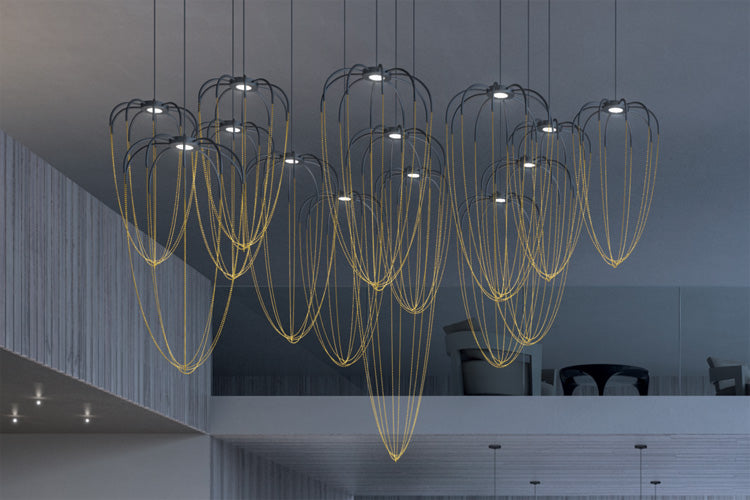 Alysoid Pendant with Black Nickel Beads, 51.5 cm ø x 170, LED, Phase Dim, IP20